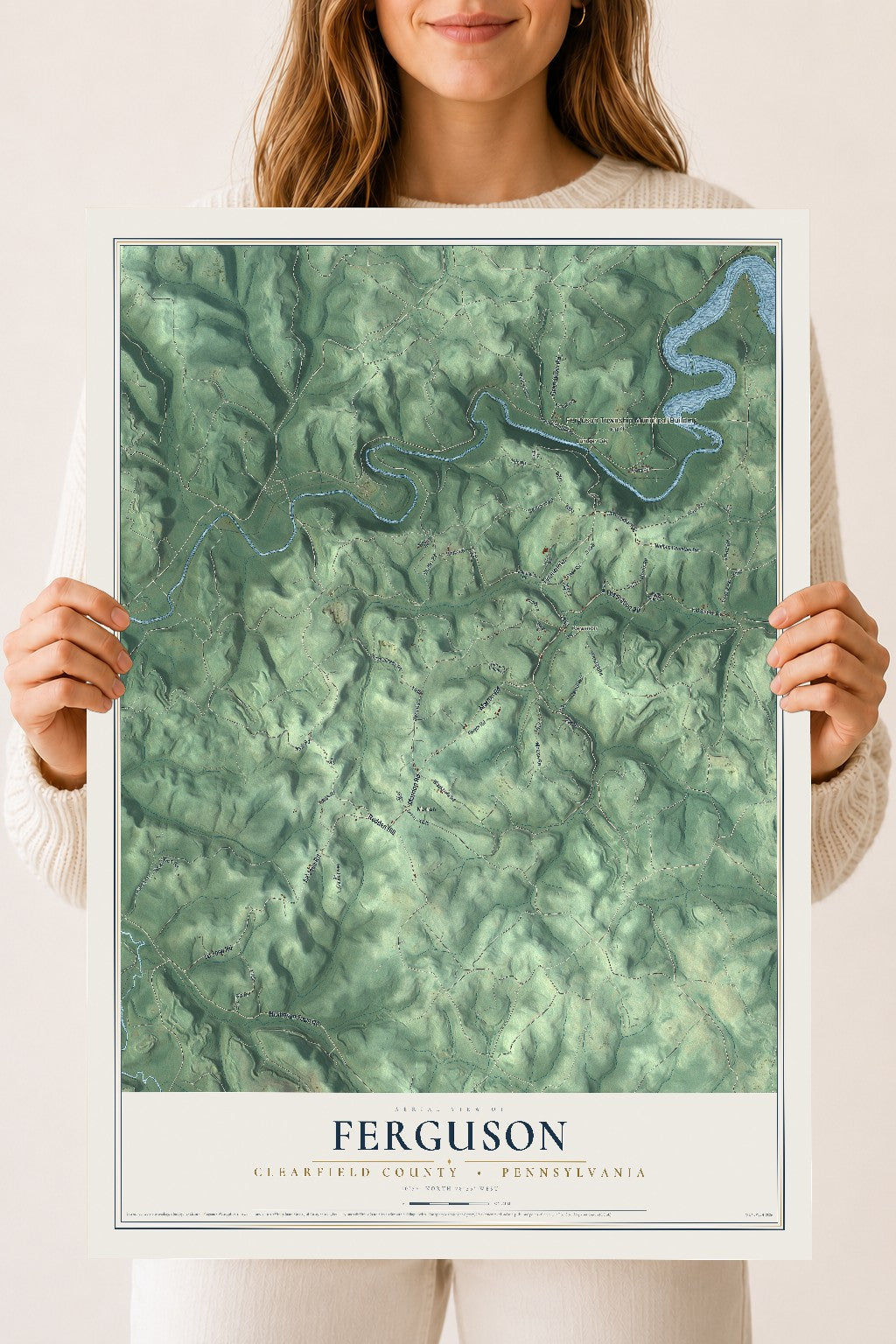 Map of Ferguson, Clearfield County, Pennsylvania, 18 x 24 inch unframed archival matte print