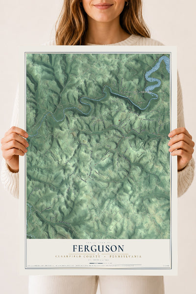 Map of Ferguson, Clearfield County, Pennsylvania, 18 x 24 inch unframed archival matte print