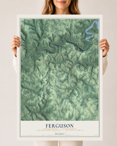 Map of Ferguson, Clearfield County, Pennsylvania, 24 x 36 inch unframed archival matte print