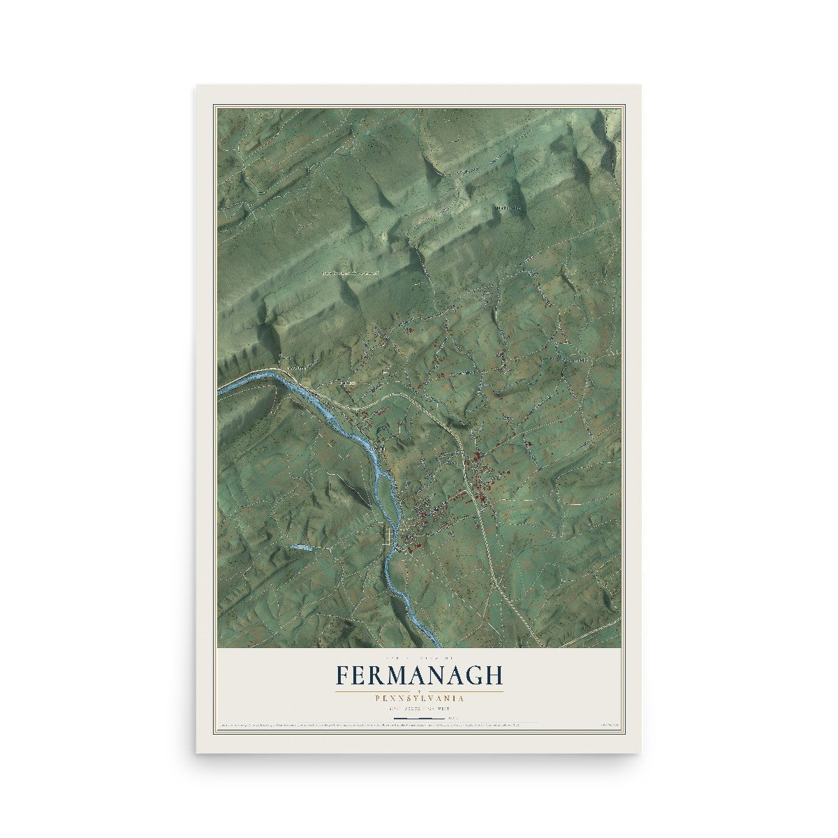 Map of Fermanagh, Pennsylvania, 12 x 18 inch unframed archival matte print