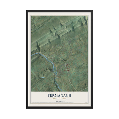 Map of Fermanagh, Pennsylvania, 12 x 18 inch print in a black wood frame