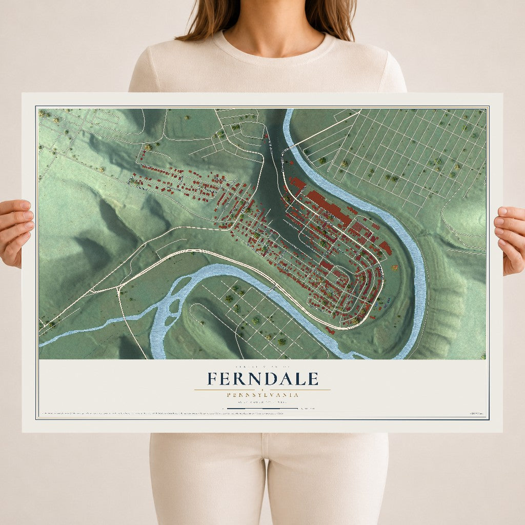 Map of Ferndale, Pennsylvania, 18 x 24 inch unframed archival matte print