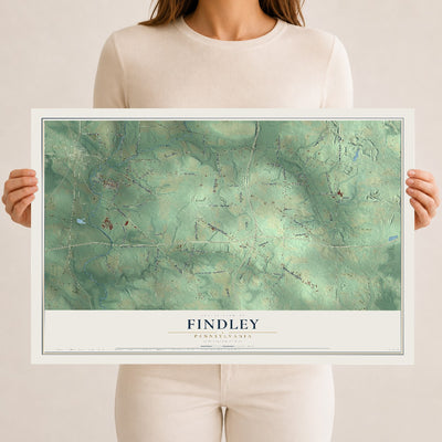 Map of Findley, Pennsylvania, 12 x 18 inch unframed archival matte print
