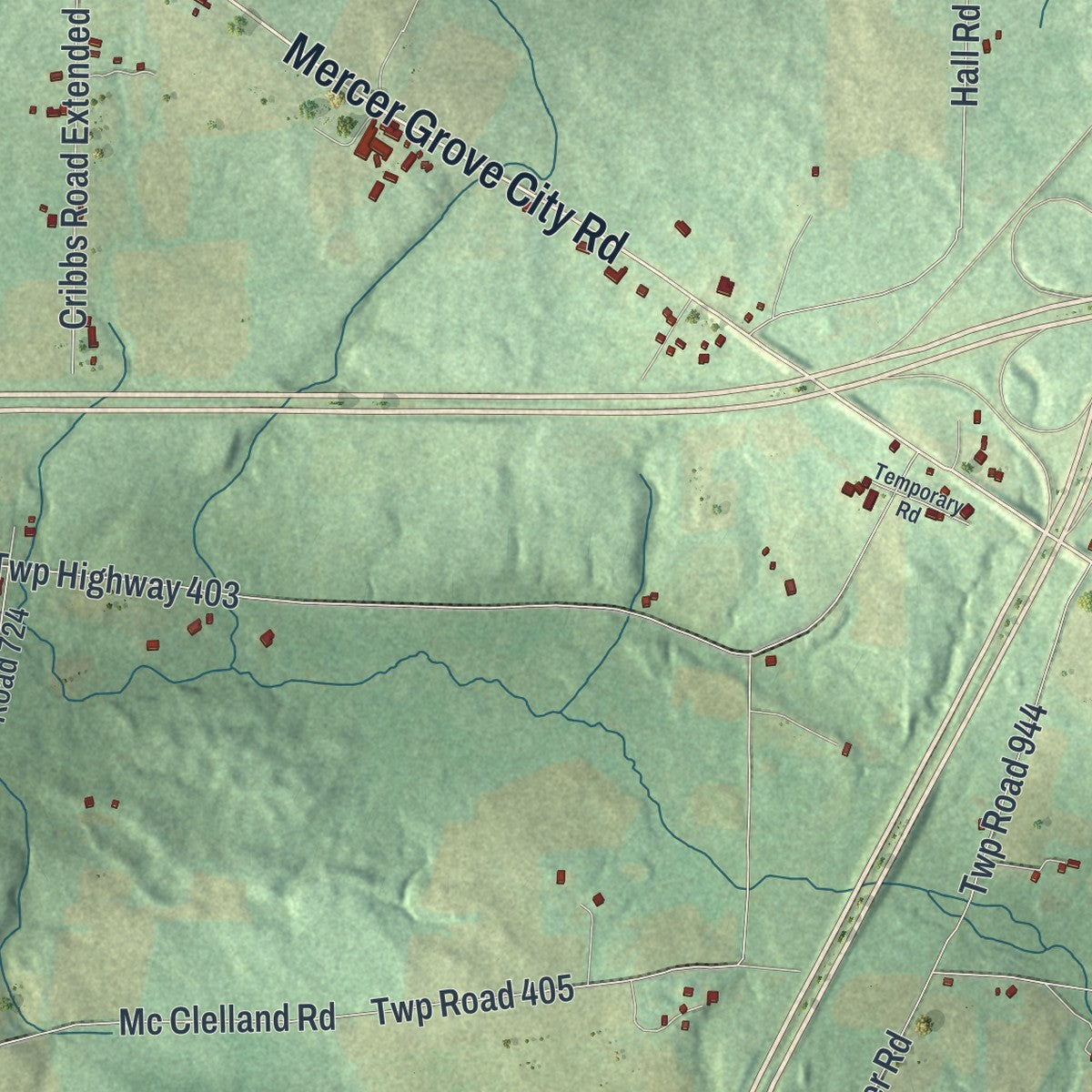 Second close-up of the map of Findley, Pennsylvania print showing more streets and buildings