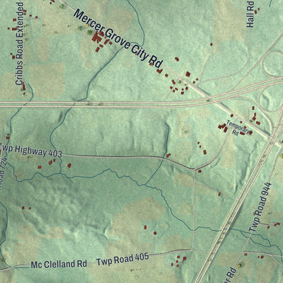 Second close-up of the map of Findley, Pennsylvania print showing more streets and buildings