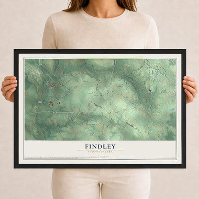 Map of Findley, Pennsylvania, 12 x 18 inch print in a black wood frame