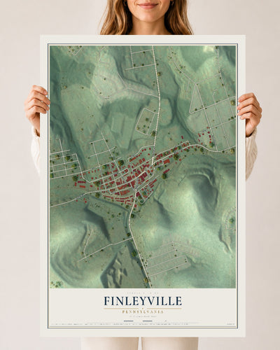 Map of Finleyville, Pennsylvania, 24 x 36 inch unframed archival matte print