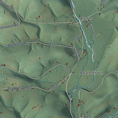 Close-up of the map of Fishing Creek, Pennsylvania print showing street and building detail