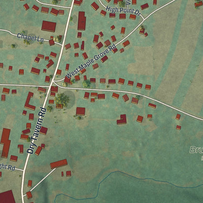 Close-up of the map of Fivepointville, Pennsylvania print showing street and building detail