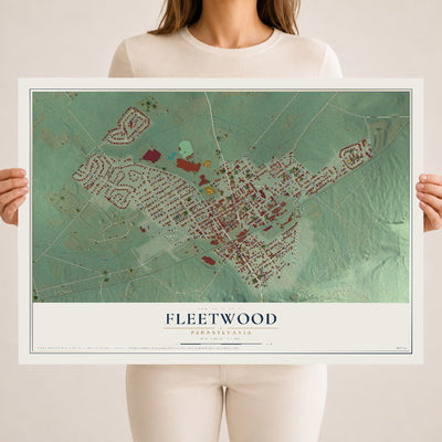 Map of Fleetwood, Pennsylvania, 18 x 24 inch unframed archival matte print