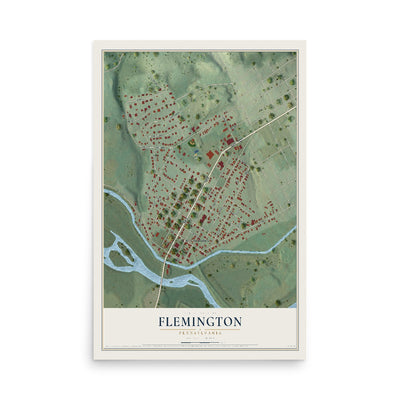 Map of Flemington, Pennsylvania, 12 x 18 inch unframed archival matte print