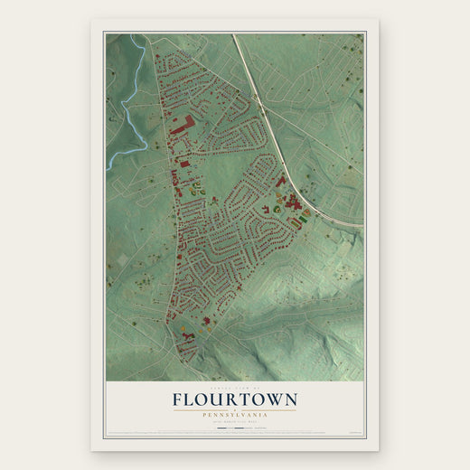 Flourtown, Pennsylvania map print, the full design