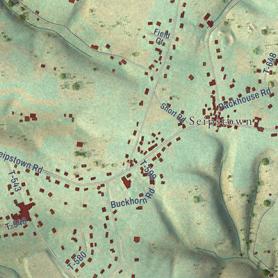 Close-up of the map of Fogelsville, Pennsylvania print showing street and building detail
