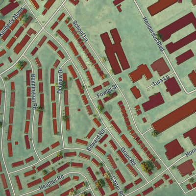 Close-up of the map of Folcroft, Pennsylvania print showing street and building detail