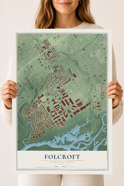 Map of Folcroft, Pennsylvania, 18 x 24 inch unframed archival matte print