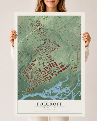 Map of Folcroft, Pennsylvania, 24 x 36 inch unframed archival matte print