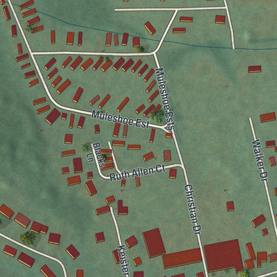 Close-up of the map of Foot of Ten, Pennsylvania print showing street and building detail