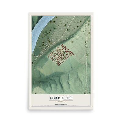 Map of Ford Cliff, Pennsylvania, 12 x 18 inch unframed archival matte print