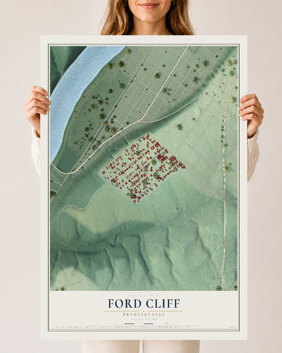 Map of Ford Cliff, Pennsylvania, 24 x 36 inch unframed archival matte print