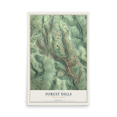 Map of Forest Hills, Pennsylvania, 12 x 18 inch unframed archival matte print