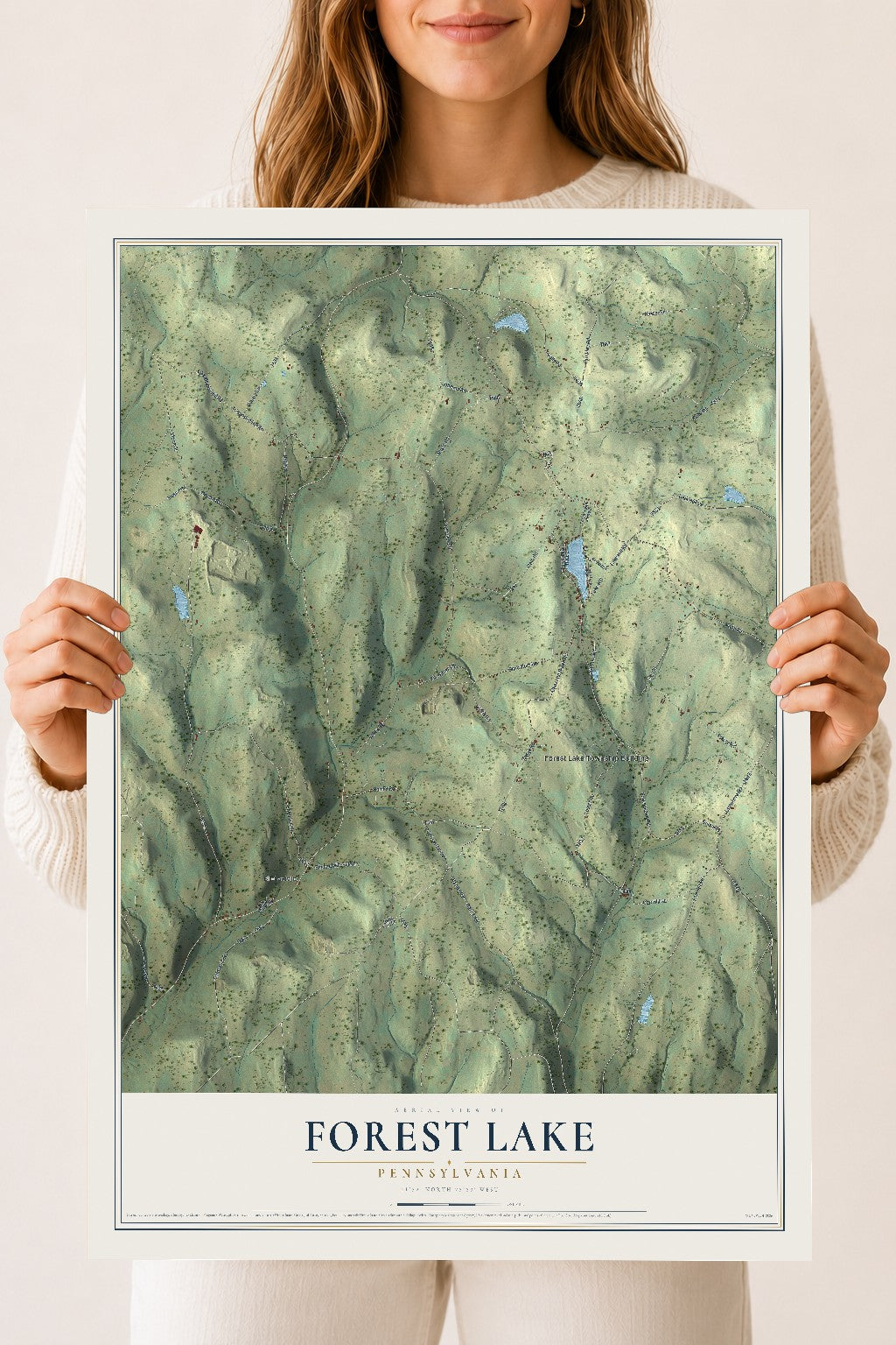 Map of Forest Lake, Pennsylvania, 18 x 24 inch unframed archival matte print