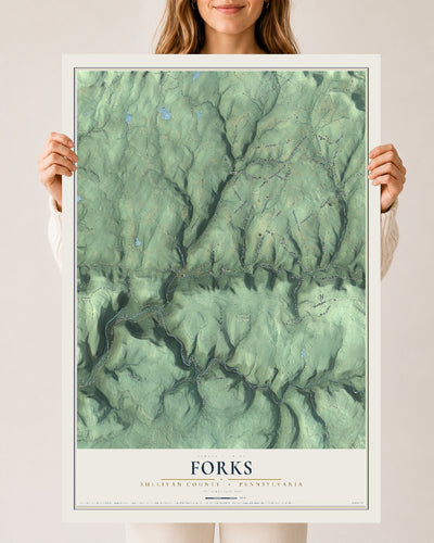 Map of Forks, Sullivan County, Pennsylvania, 24 x 36 inch unframed archival matte print