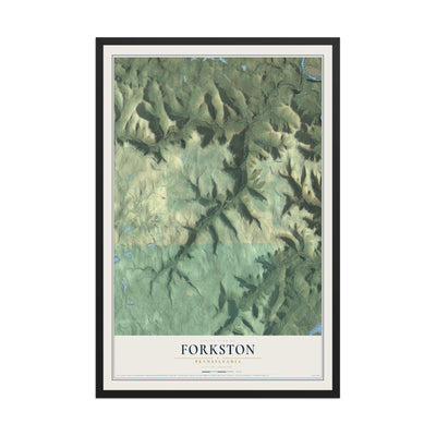 Map of Forkston, Pennsylvania, 12 x 18 inch print in a black wood frame