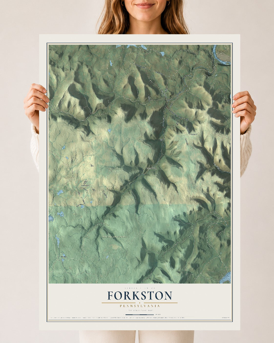 Map of Forkston, Pennsylvania, 24 x 36 inch unframed archival matte print