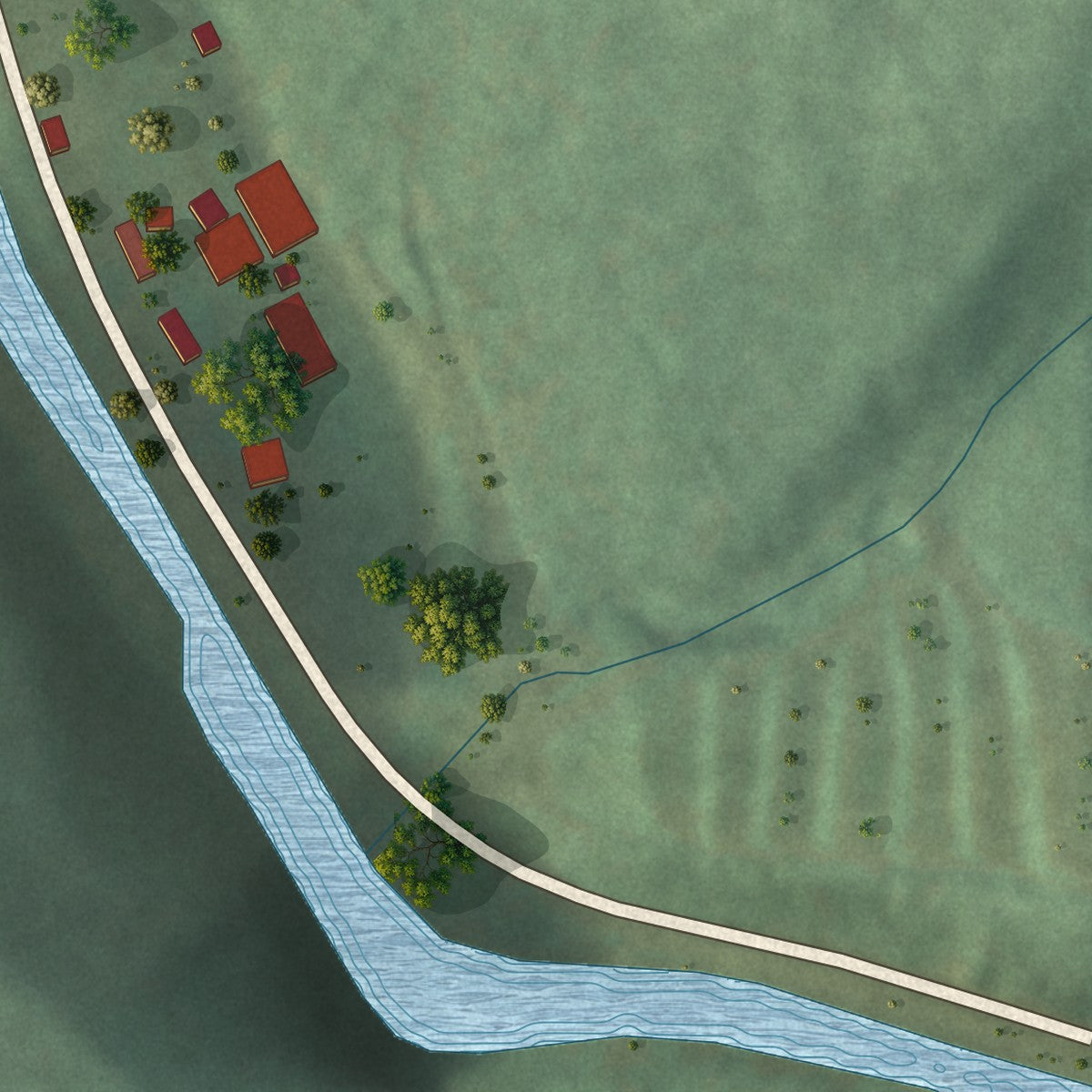 Second close-up of the map of Forksville, Pennsylvania print showing more streets and buildings