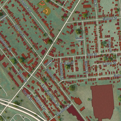 Close-up of the map of Forty Fort, Pennsylvania print showing street and building detail