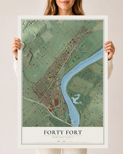 Map of Forty Fort, Pennsylvania, 24 x 36 inch unframed archival matte print