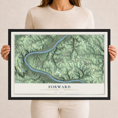 Map of Forward, Allegheny County, Pennsylvania, 12 x 18 inch print in a black wood frame