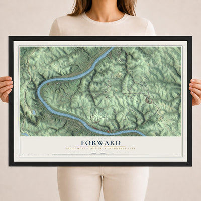 Map of Forward, Allegheny County, Pennsylvania, 18 x 24 inch print in a black wood frame