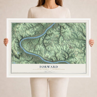 Map of Forward, Allegheny County, Pennsylvania, 24 x 36 inch print in a white wood frame