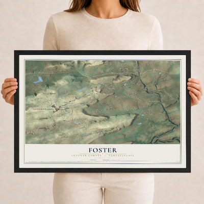 Map of Foster, Luzerne County, Pennsylvania, 12 x 18 inch print in a black wood frame