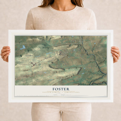 Map of Foster, Luzerne County, Pennsylvania, 12 x 18 inch print in a white wood frame