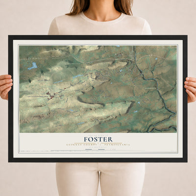 Map of Foster, Luzerne County, Pennsylvania, 18 x 24 inch print in a black wood frame