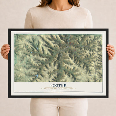 Map of Foster, McKean County, Pennsylvania, 12 x 18 inch print in a black wood frame