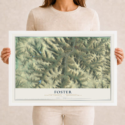 Map of Foster, McKean County, Pennsylvania, 12 x 18 inch print in a white wood frame