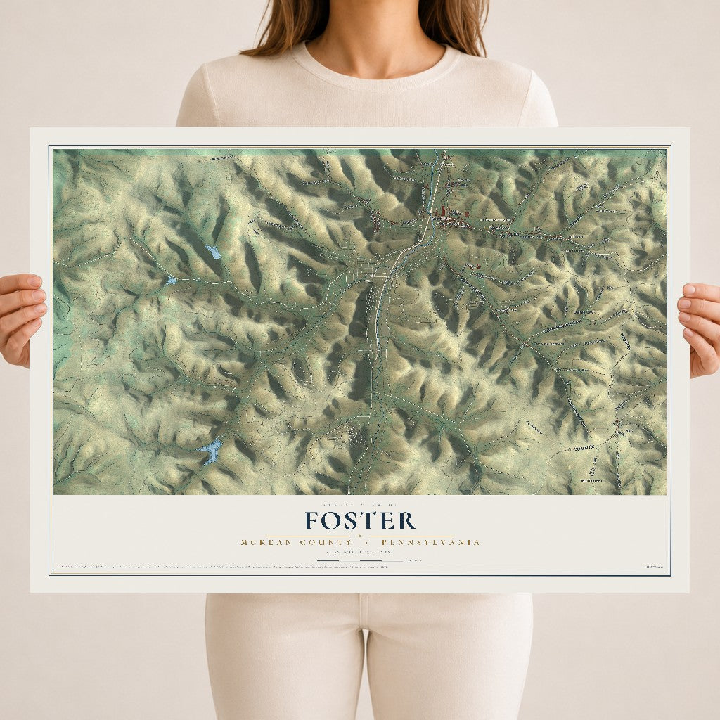 Map of Foster, McKean County, Pennsylvania, 18 x 24 inch unframed archival matte print