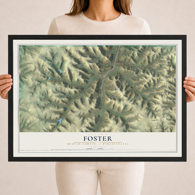 Map of Foster, McKean County, Pennsylvania, 18 x 24 inch print in a black wood frame
