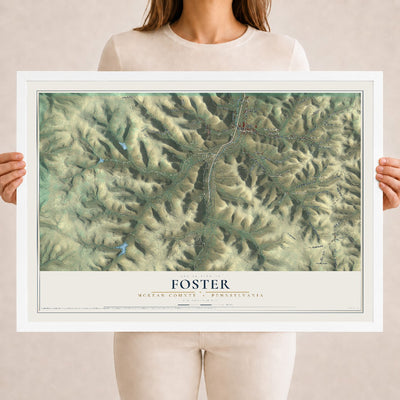 Map of Foster, McKean County, Pennsylvania, 18 x 24 inch print in a white wood frame