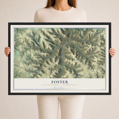 Map of Foster, McKean County, Pennsylvania, 24 x 36 inch print in a black wood frame