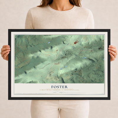 Map of Foster, Schuylkill County, Pennsylvania, 12 x 18 inch print in a black wood frame