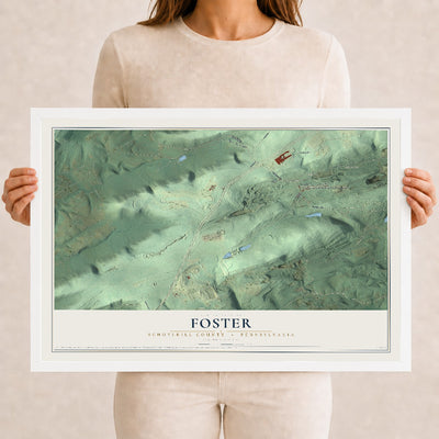 Map of Foster, Schuylkill County, Pennsylvania, 12 x 18 inch print in a white wood frame