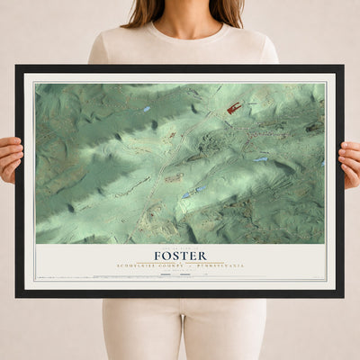 Map of Foster, Schuylkill County, Pennsylvania, 18 x 24 inch print in a black wood frame