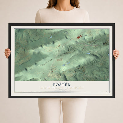 Map of Foster, Schuylkill County, Pennsylvania, 24 x 36 inch print in a black wood frame