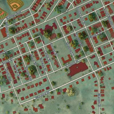 Second close-up of the map of Fountain Hill, Pennsylvania print showing more streets and buildings