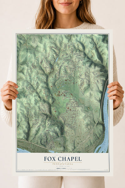 Map of Fox Chapel, Pennsylvania, 18 x 24 inch unframed archival matte print