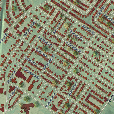 Close-up of the map of Fox Chase, Philadelphia, Pennsylvania print showing street and building detail